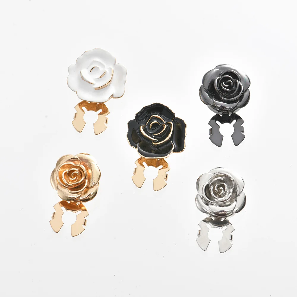 JFRB155 Luxury Metal Enamel Flower Button Cover Elegant Cufflinks Fashion Jewelry Button Covers For Women Shirts
