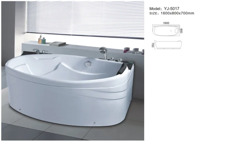 YJ5017 Cheap price jet massage indoor tub 1 pillow massage bathtub with removable panel