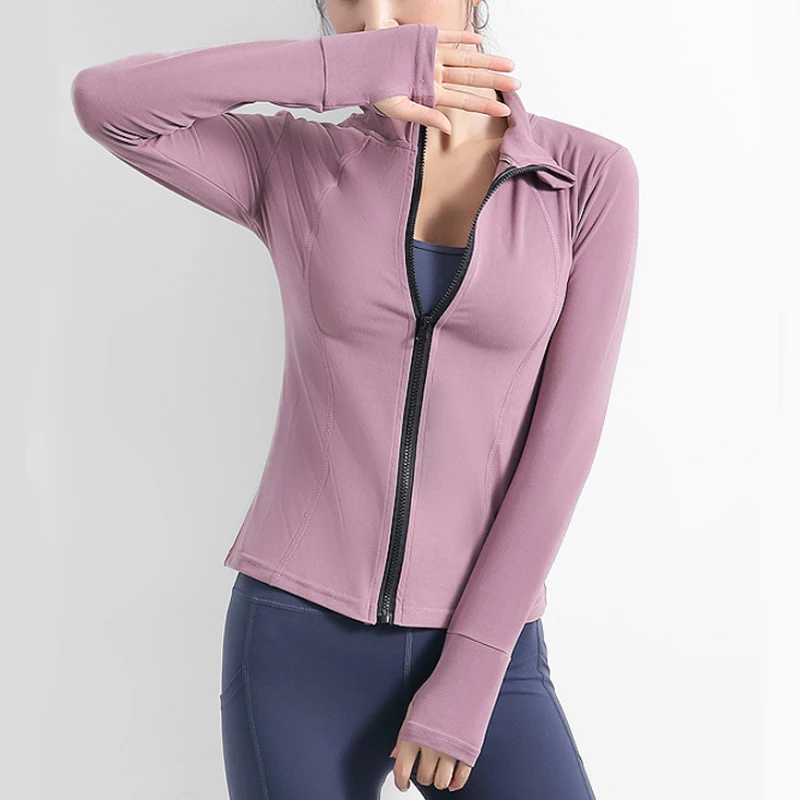 

Womens Ultra Soft Lightweight Full Zip Yoga Jacket Workout Running Track Jacket with Thumb Holes