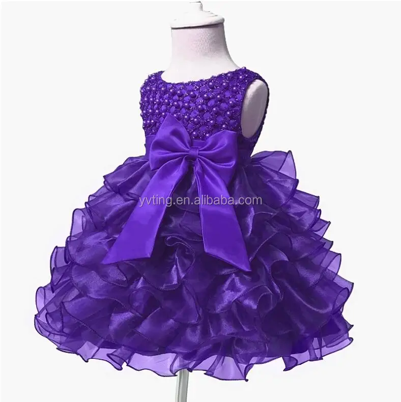 2021 Summer Girl Big Bow Dress Sleeveless Party Wedding Dress Wedding Flower Girl Purple Dress
