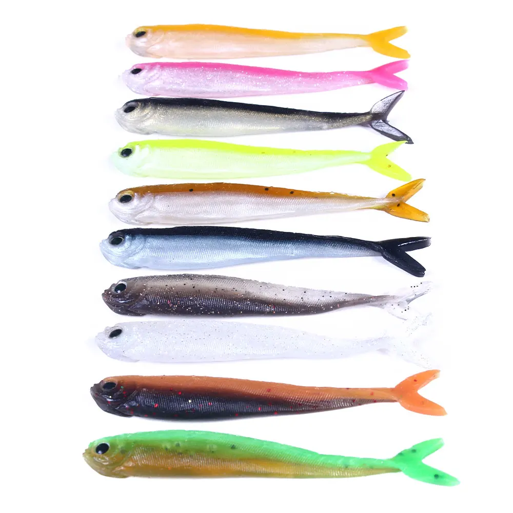 

10pcs/lot Soft Bait 8.5cm 2.6g soft sea eel top quality false bait Paddle Tail Sand Eel Fishing Tackle Pesca, Smoke gray/blue/red head/*glow/gold