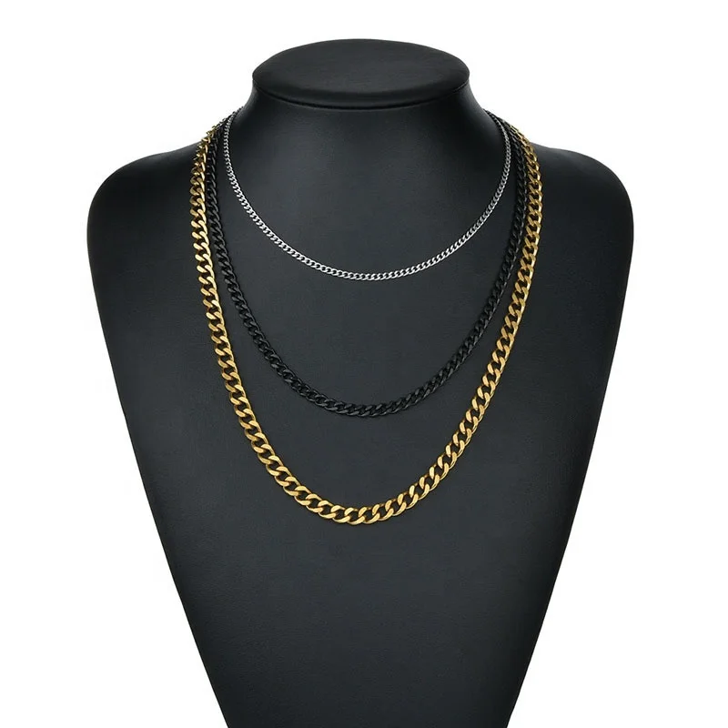 

Stainless steel two side grinding Cuba titanium steel necklace fashion hip-hop fashion local cool jewelry