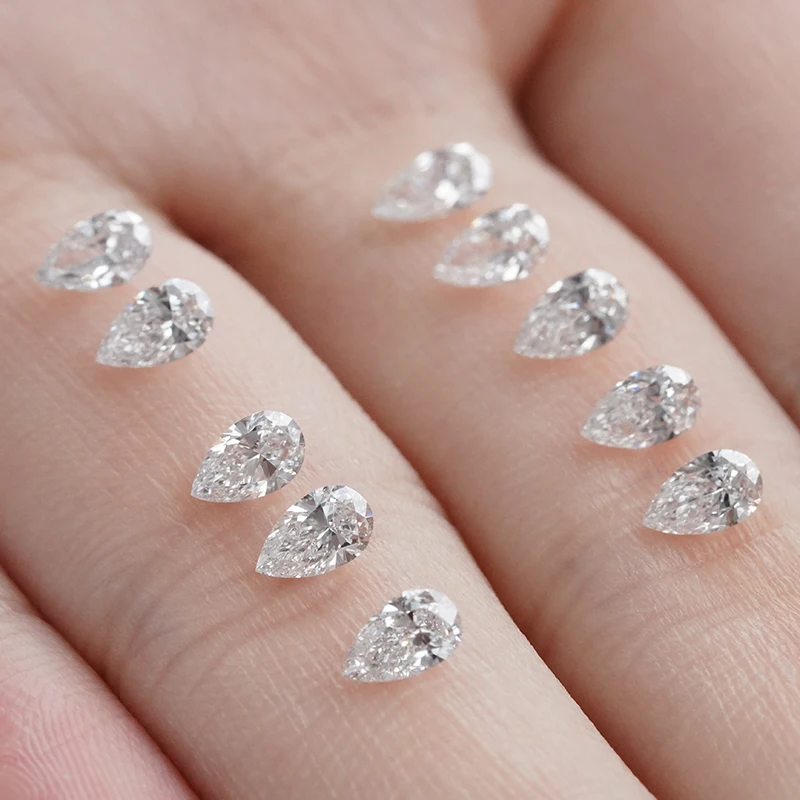 Diamante Manufacture Small Size Man-Made Loose Diamant CVD HPHT Melee Pear Cut Colorless White Lab Grown Diamonds