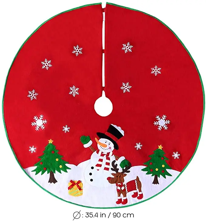 Peluche 36 Pulgadas de Piel Sintética Christmas Tree Skirt Base para Navidad Fiesta Vacaciones en casa decoración N /A Blanca Faldas para el Árbol de Navidad con Copos de Nieve Oro Gold, 36 Inches 