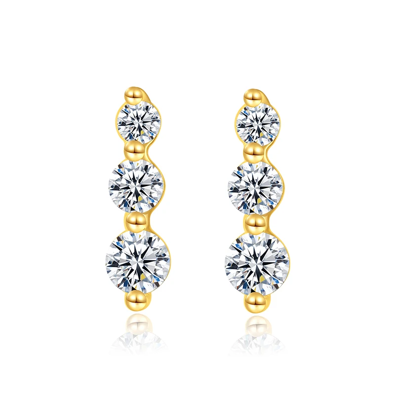 CZCITY New Design Geometric Pyramid Earrings 925 Sterling Silver Earrings Cubic Zirconia for Girls