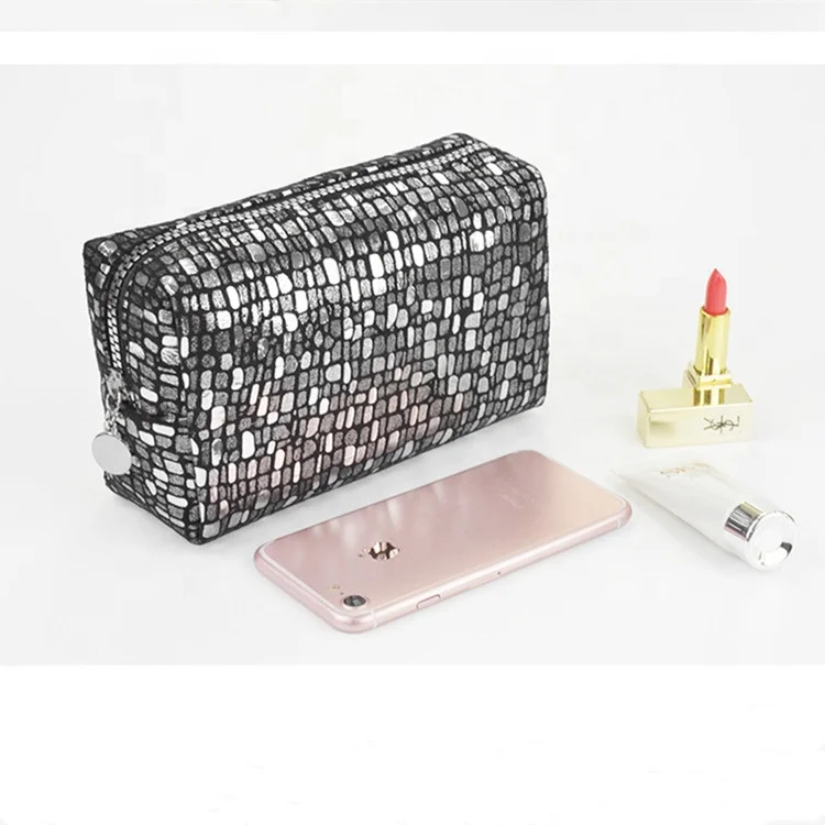 

Factory wholesale custom pearlescent sequin high-end cosmetic bag pvc tide cool three-piece nightclub clutch bag, Black,customized color