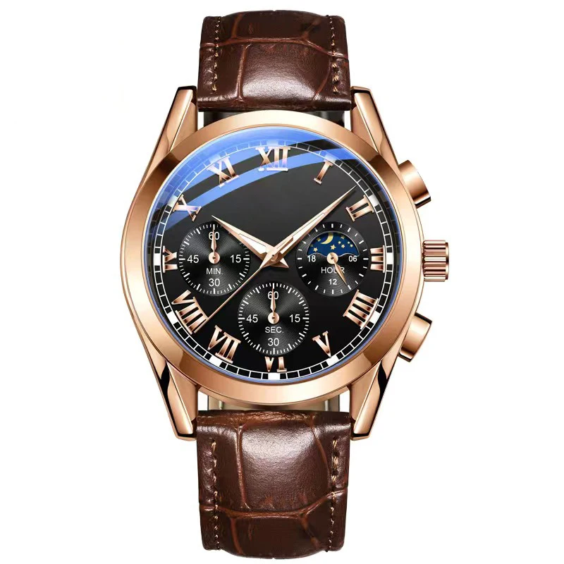 

Chronograph Dial 2871 Luxury Sapphire Glass Quartz Watch Analog Stainless Steel Men Watch Casual Leather Strap Men's Wristwatch