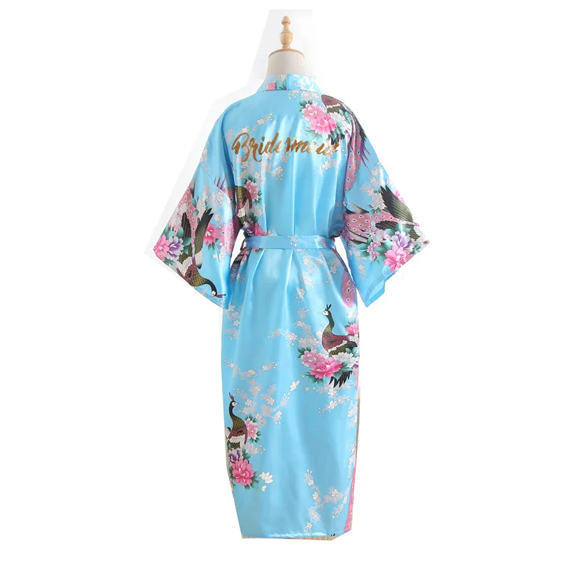 

M-004 Women Floral Silky Satin Robe Wedding Bridal Party Bride Bridesmaid Robes Kimono Loungewear Dressing Gowns, Stokc have 18colors