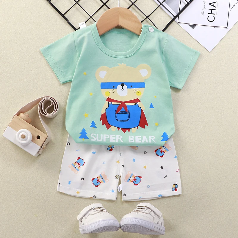 

boys and girls pajamas kids new design cotton boys pajamas soft fabric homewears casual summer children clothing sets