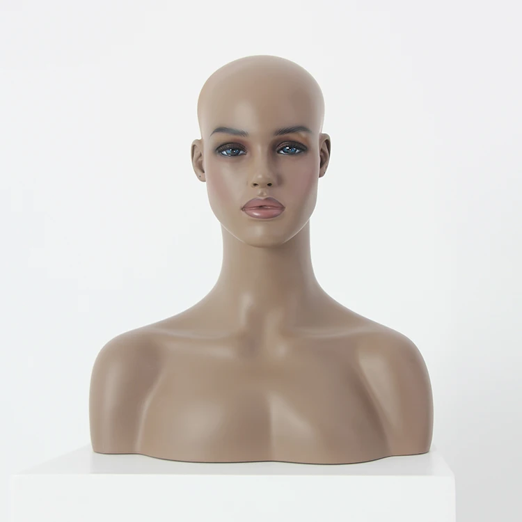 

Custom makeup female head mannequin for display fiberglass realistic mannequin head, Skin,brown