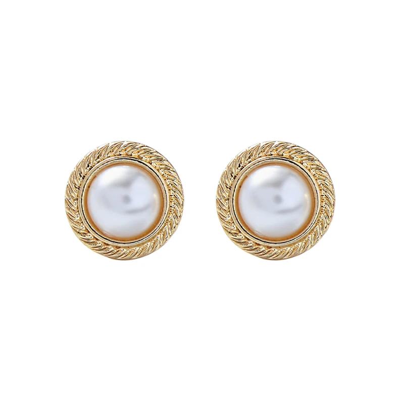 

de980203 2020 Popular Design Simple Round Ear of Wheat Pearl Opal Jewelry Gold Plated Fashionable Ladies Stud Earrings