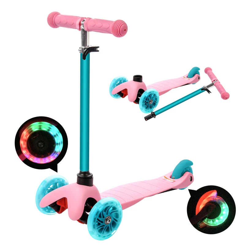 

New style cheap 3 wheel kick flashing PU wheel kids mini scooter for children price, Blue,purple,pink,green,oem