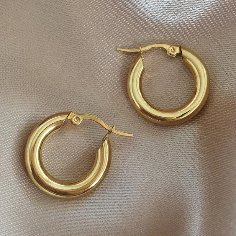 

Dainty 18k Gold Filled Huggie Hoop Earrings Hypoallergenic Chunky Stainless Steel Hoop Earings Women Fashion Jewelry