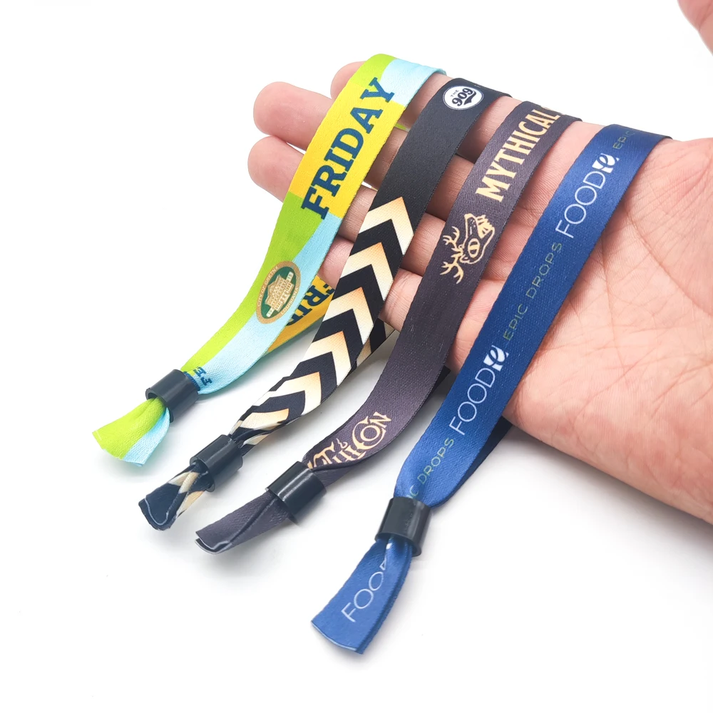 

Custom Logo Polyester Wristband With Plastic Security Closure