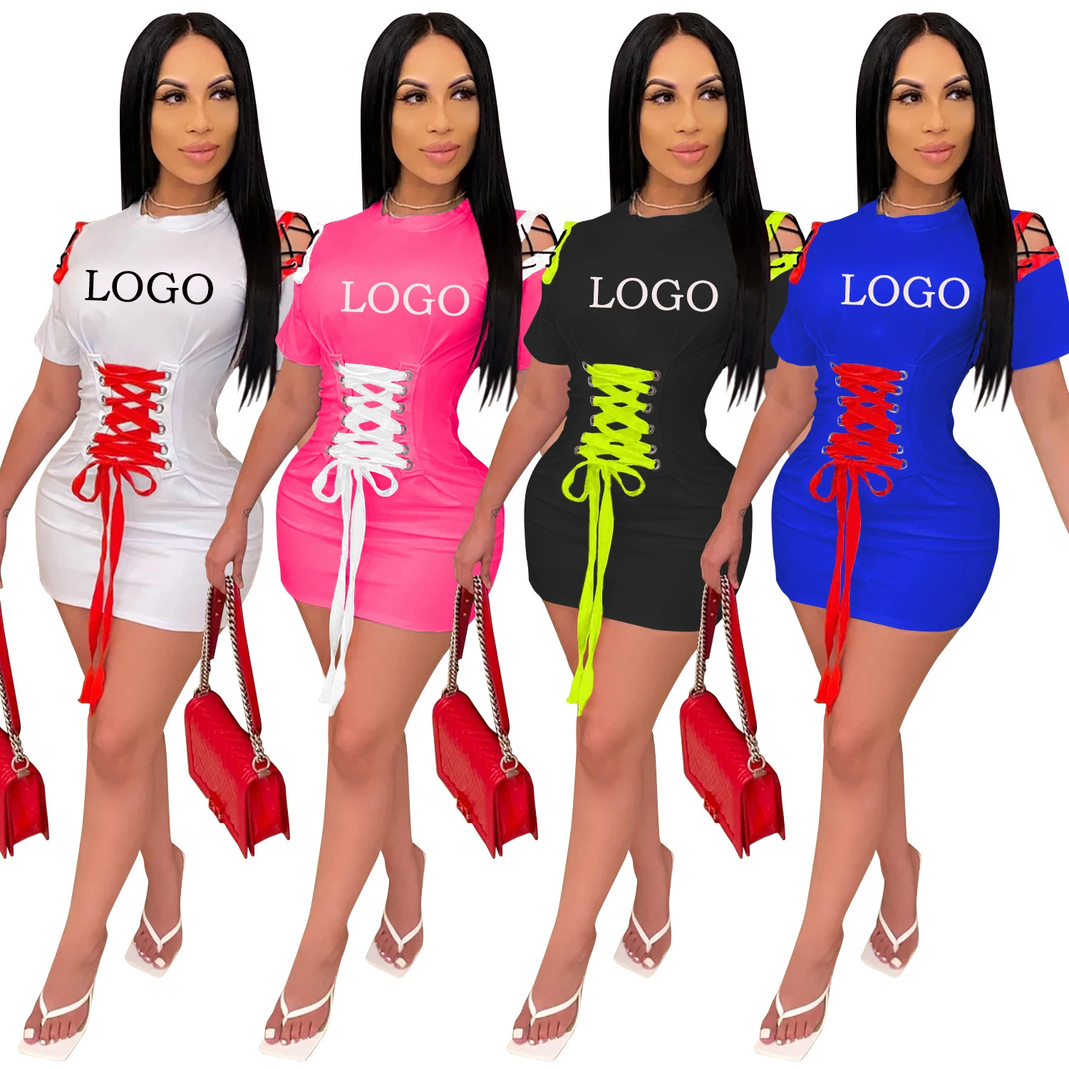 

Ropa De Dama Custom Fall Summer Boutique Bodycon Clothes Ladies Sexy Girls Casual Bandage Dresses 1 One Piece Women Clothing, Picture