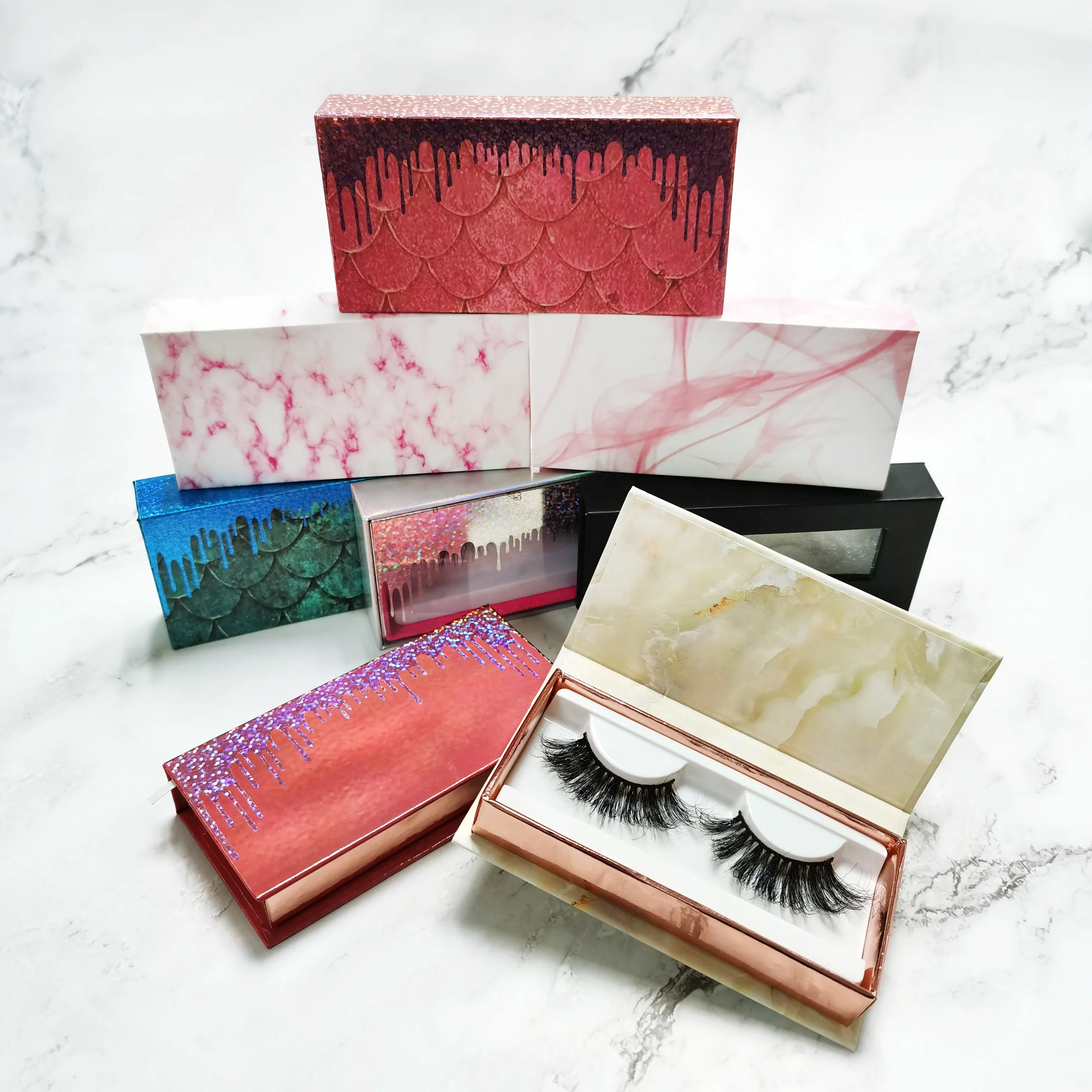 

Wholesale Individual 25mm Mink Lashes Private Box Luxurious Handmade False Lashes Packaging Natural 3d Mink Lashes Bulk