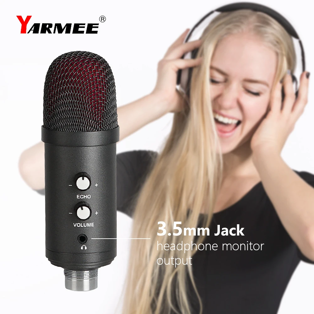 

Gaming Mic Laptop Streaming YouTube Microphone USB Music Computer Microphone For Singing Gaming Mic YARMEE YR06, Black