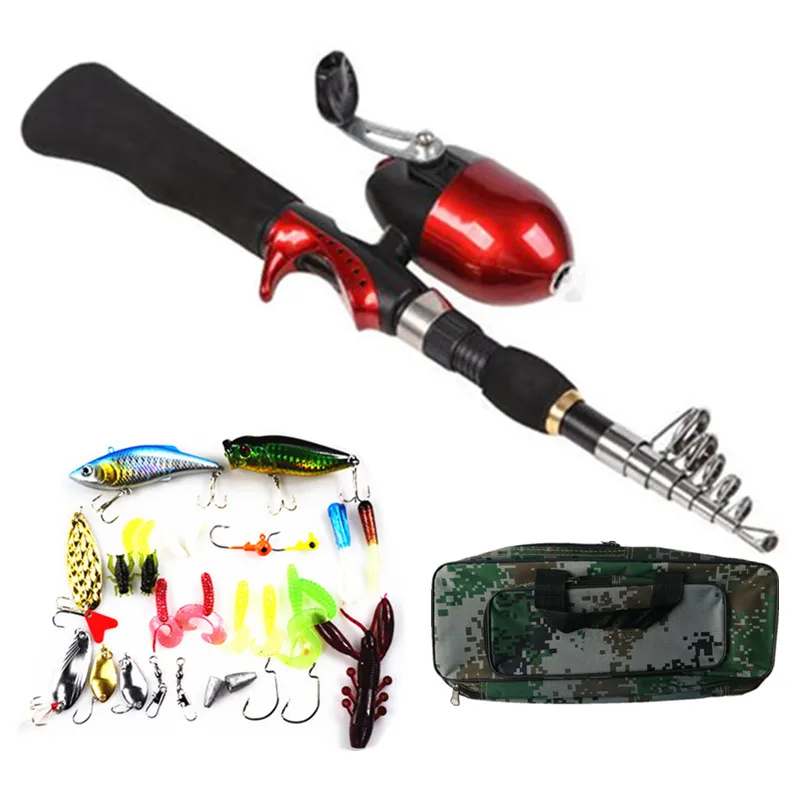 

Amazon Hotsale New Arrival Fishing Rod With Reel Line Lure Set Portable Bag Accessories For Camouflage Fishing Combo