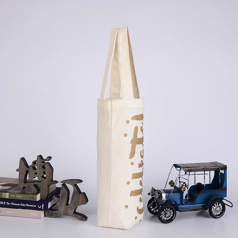 Amazon Top Seller Wholesale Hotsale Canvas Bottle Wine Tote Custom Logo Waxed Blank Cotton