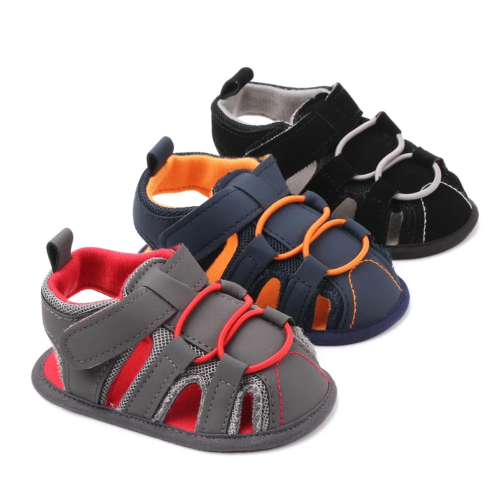 

0-1 Year Anti-Slip Baby Boy Sandals Unique Design, Blue/grey/black