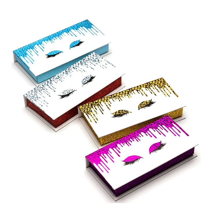 

Custom Personalised Drip Style Lash Box Dripping Effect Rectangle Mink Eyelash Packaging Lashbox Girls With Logo, Dripping gold red blue