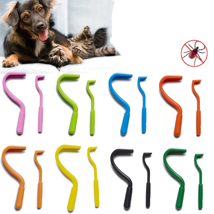 

Hot selling pet tick remover 9 colors plastic cat dog flea remover