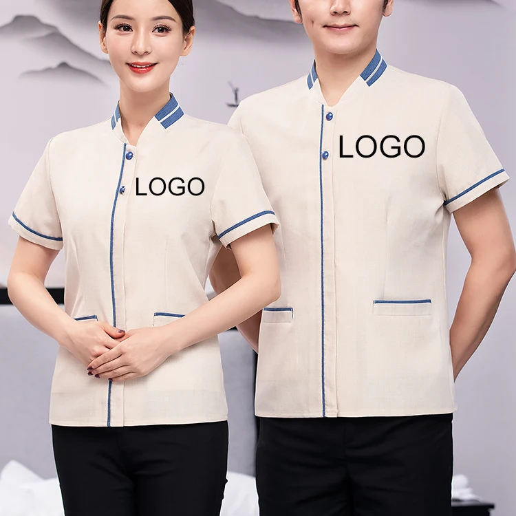 

wholesale unisex hotel cleaner staff waiter housekeeping cleaning uniform for Custom logo