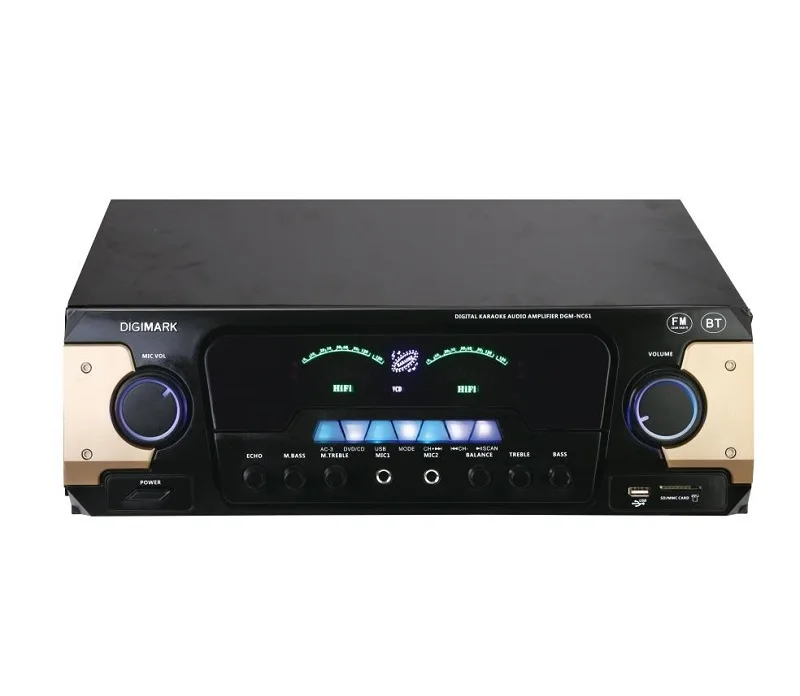 

2021 hot hifi audio power amplifier sound standard with multifuction knobs and VFD screen amplificador NC-61, Black