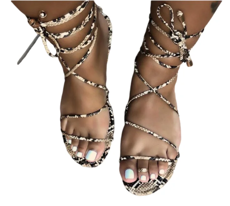 

Ins Popular Flat Tie Up Sandals 2021 Ladies Bling Rhinestone Lace Up Sandals Trendy