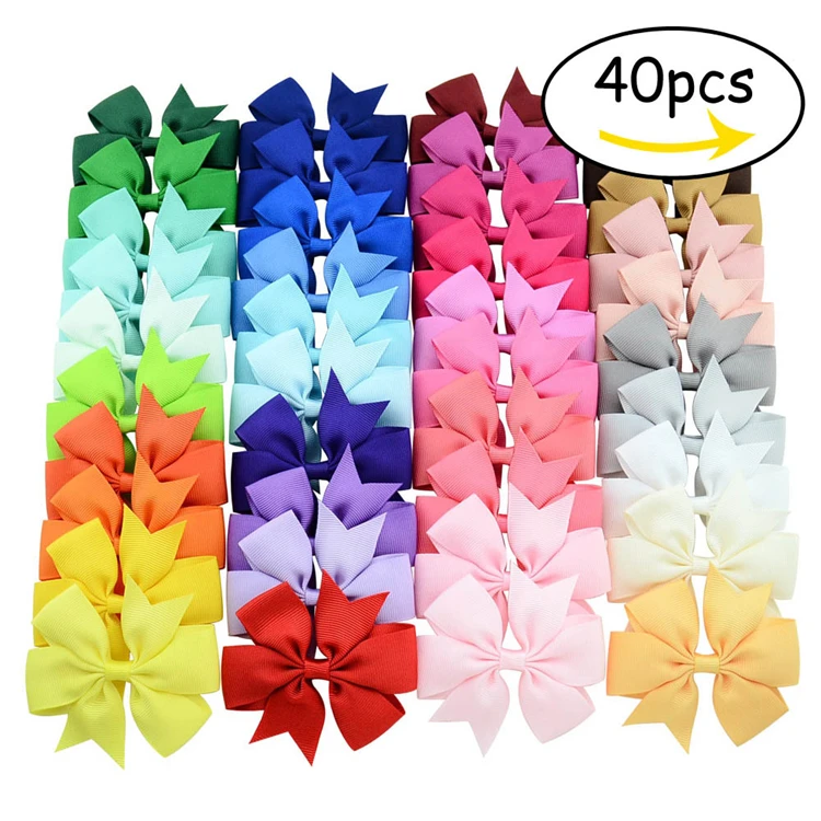 Hot Sale Solid Color Ribbon Fishtail Bow Hair Clip 40 Colors Children's Hair Clip Hair Accessories