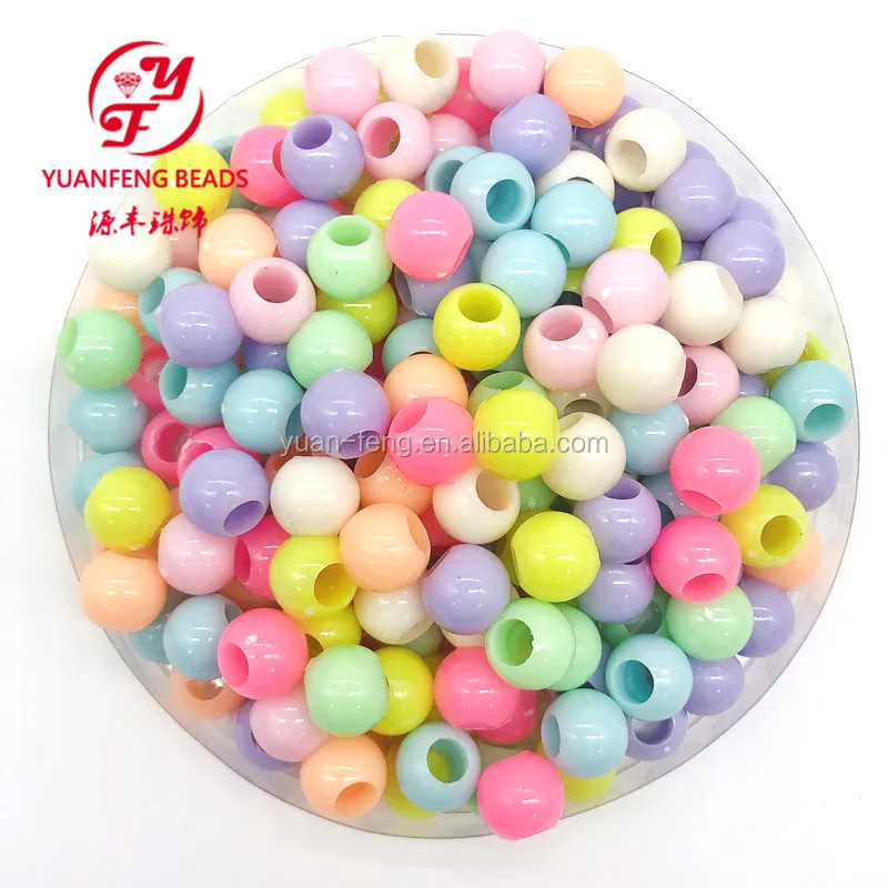 

Wholesale Mixed 8 Colors Acrylic Loose Spacer Plastic Big Hole Round Beads