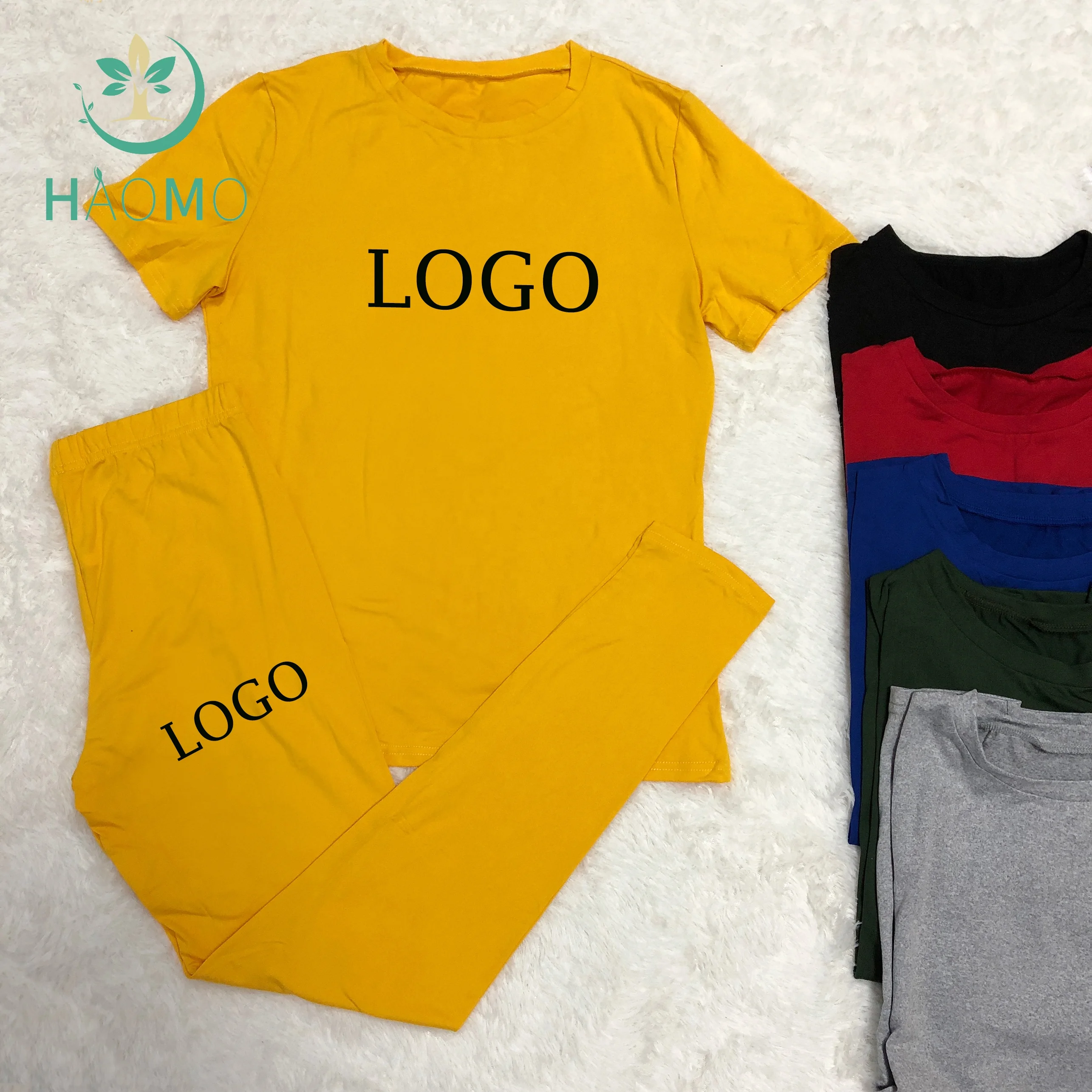 

New Arrival Custom Logo Casual Tracksuits Short Sleeve T Shirt Track Joggers Pants 2 Two Piece Set Summer Fitness Clothing Women, Picture