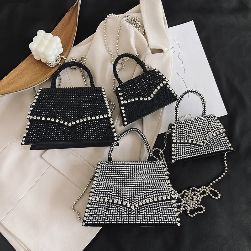 

2021 Latest Shining Stone Chain Hand Bag Wholesale Popular Handbags Crossbody Bags Luxury Diamond Bags Purses For girls, Customizable