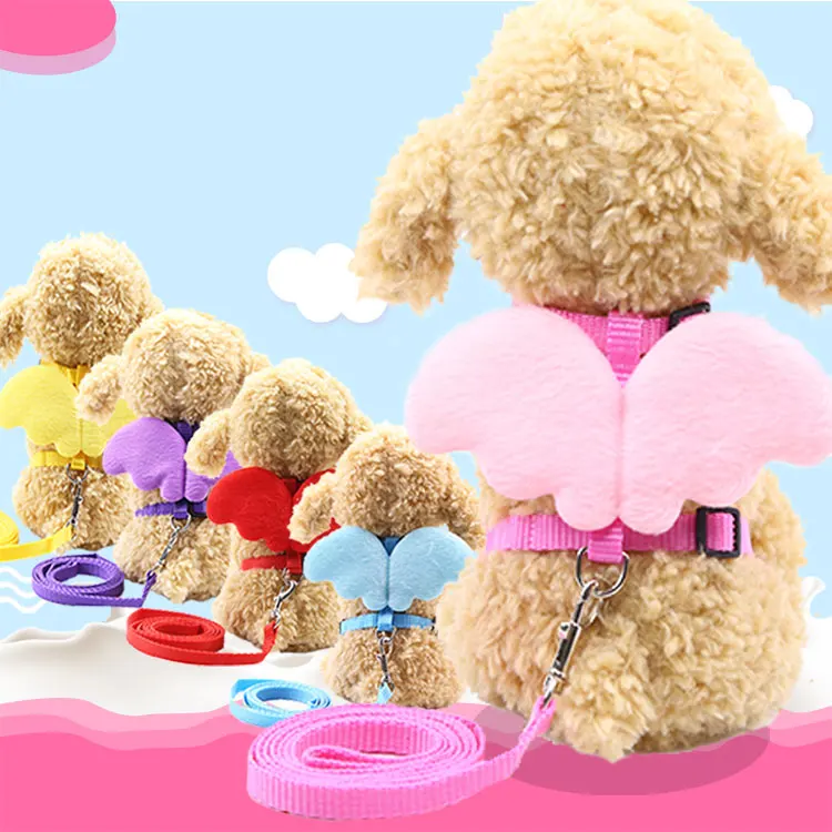 

Pet traction rope with angel chest back rope wings cartoon doll new dog traction cat traction I-shape