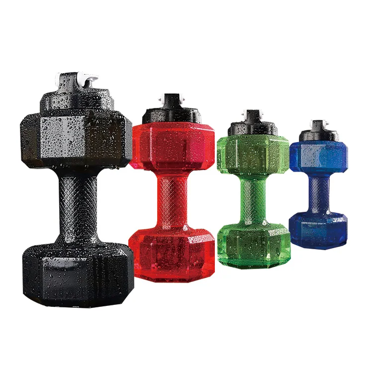 

Hot selling gym equipment weight lifting pesas dumbbell plastic bottle dumbell, Black,red,blue,green