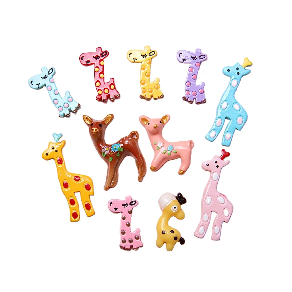 

yiwu wintop fashion accessories lovely colored flatback giraffe elk deer shape simulation animal resin charms