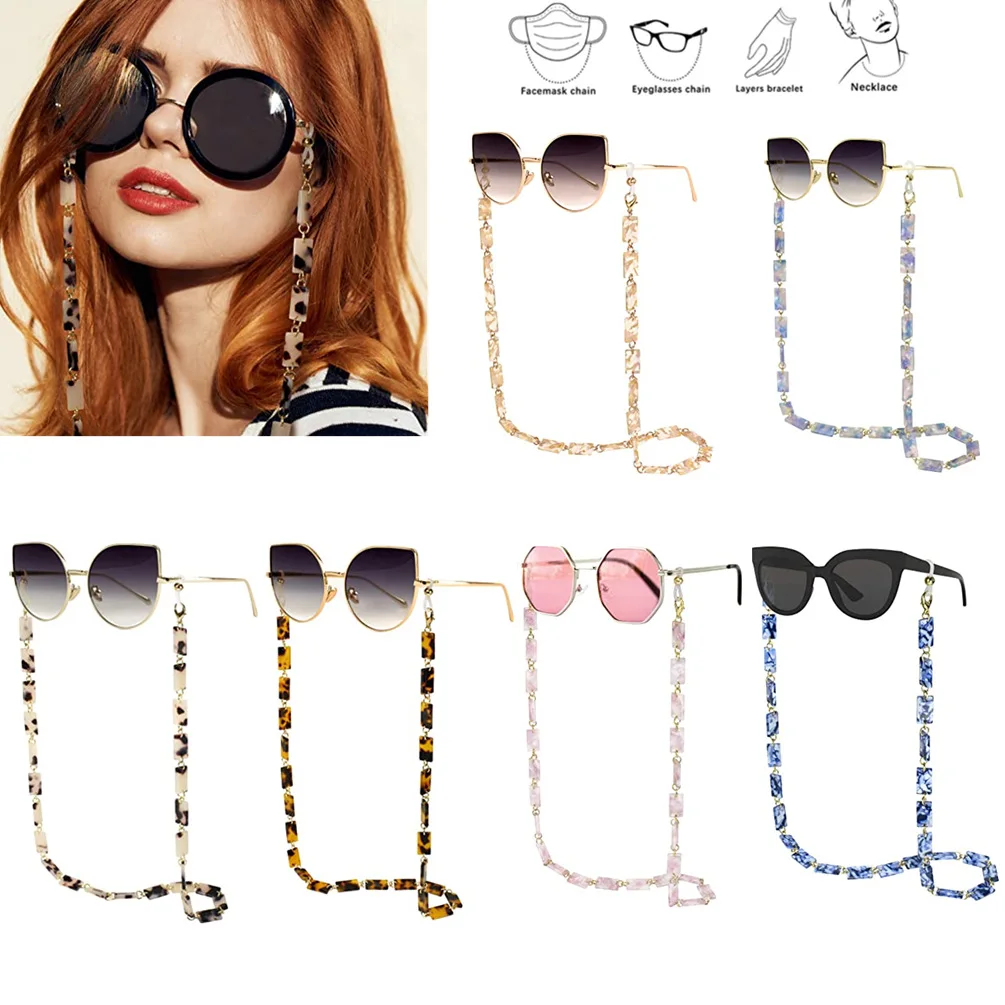

Amazon Explosion Chain Glasses Chain Female Tortoiseshell Bracket neck Lanyard Cute Sunglasses Chain Necklace, Colourful