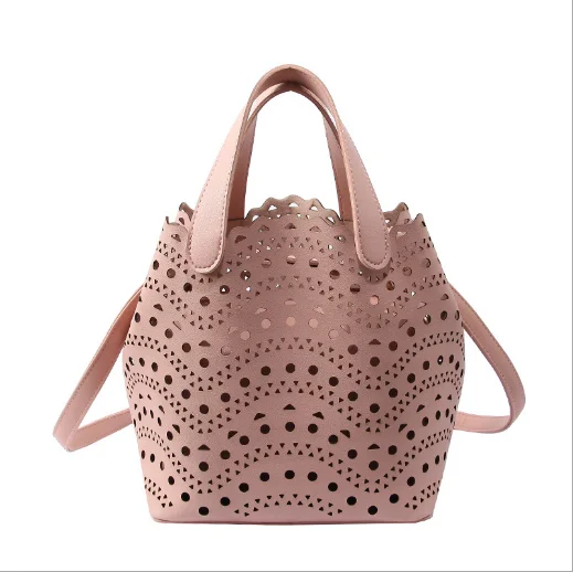 

2020 new pu handbag hollow bucket bag handbag, Customizable