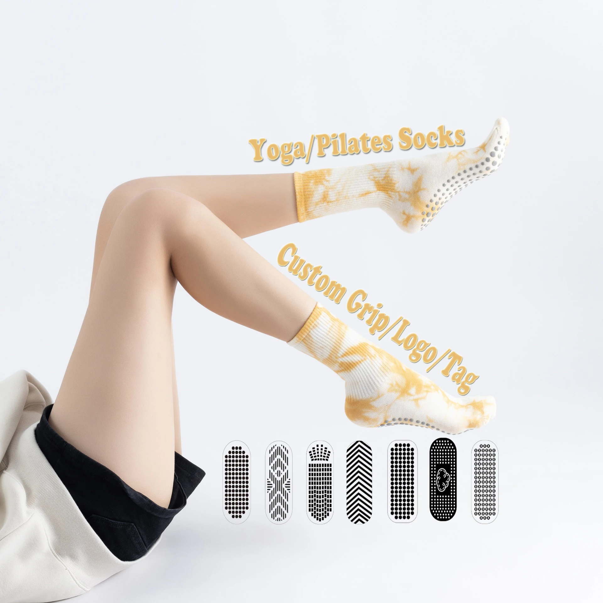 High Quality Tie Dye Sticky Custom Grip Socks Pilates for Women Quick Dry Eco-Friendly Regular Size Non-Slip Yoga Socks
