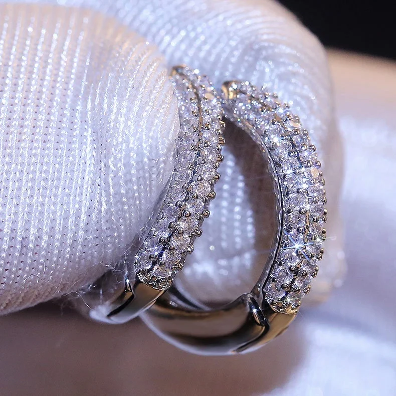 

Luxury Hoop Earrings For Women Mosaic Cubic Zircon Jewelry South America Style CZ Round Earrings