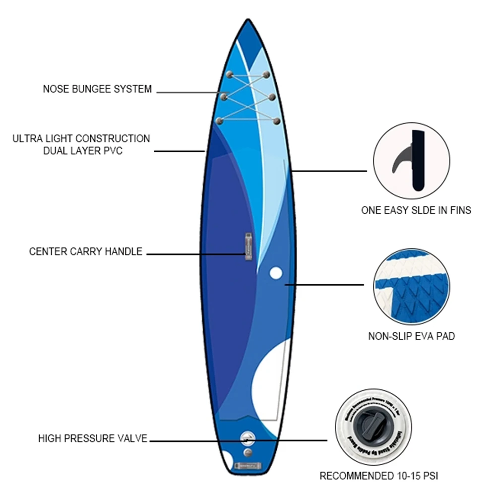 

FunFishing Hot Sale PVC Board Double Layer Sup Surfboard Clear Paddle Board, Customized color