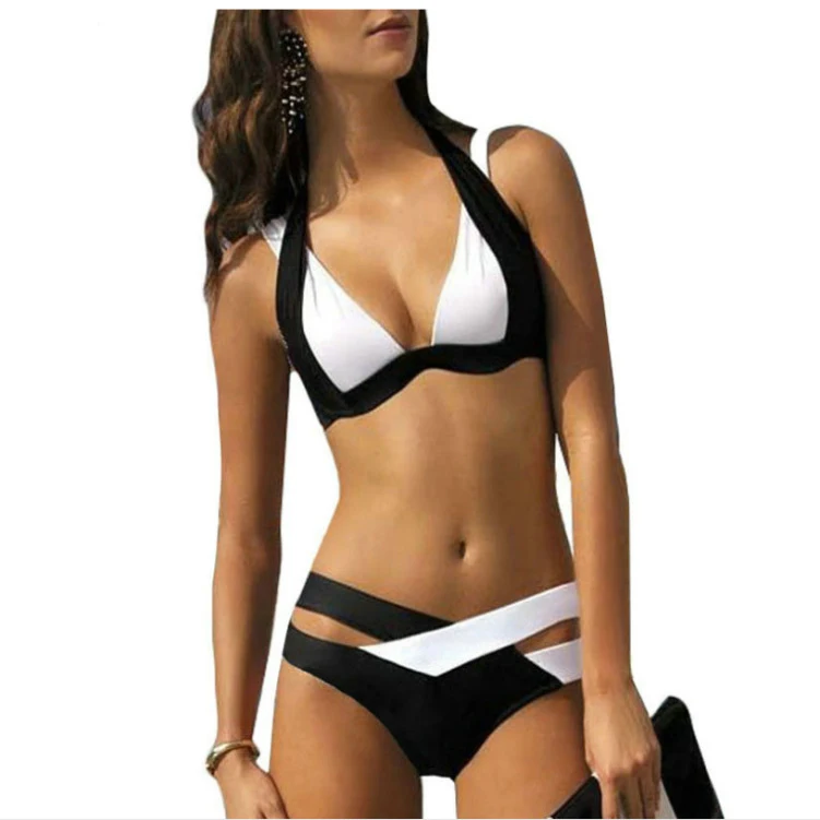 

Drop Shipping Girls Summer Sexy Woman Swimwear Zip Bikini String Bikini Micro Triangle Bikini Top, Customized color