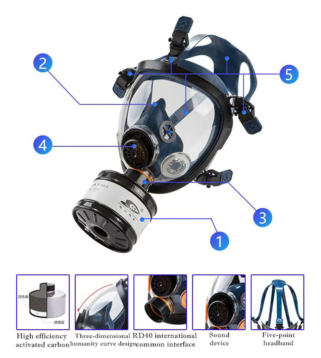 Hot Sale Gp5 Carbon Monoxide Russian Gas Mask Oxygen M50 Safety Gas