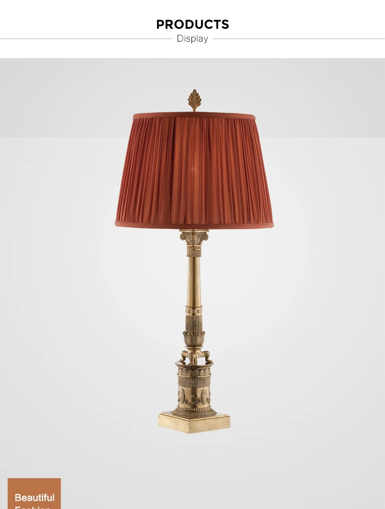 red pleaded shade vintage table lamp
