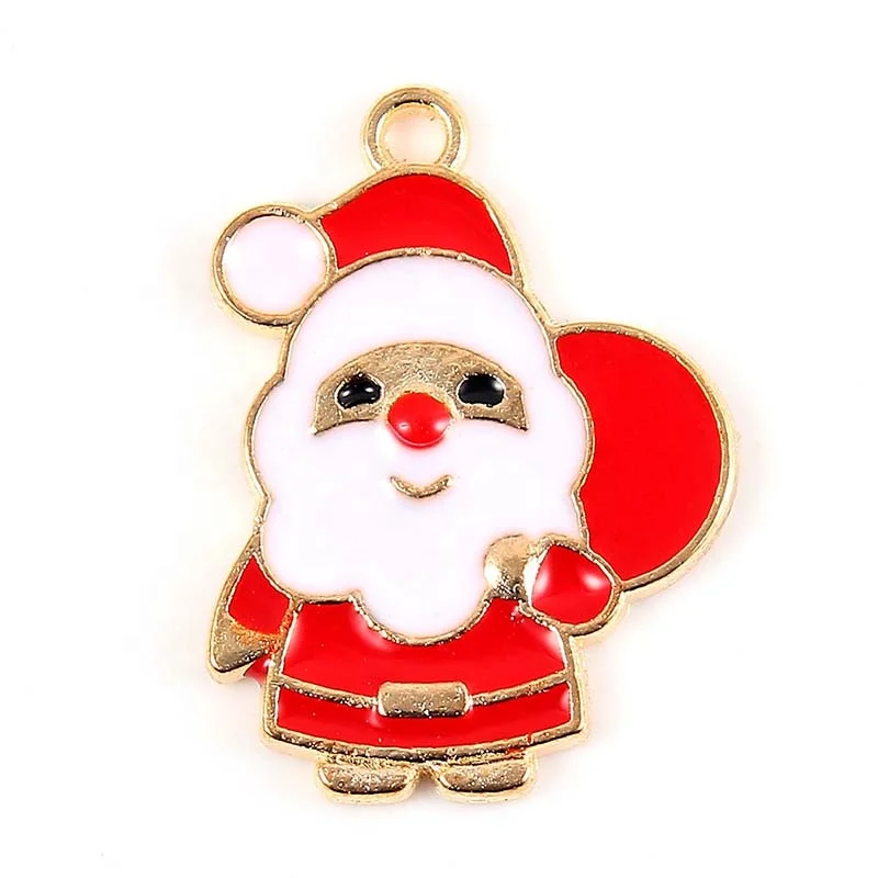 

Colorful Enamel Christmas Santa Claus Alloy Charms Pendant Jewelry Accessories For DIY Necklace Bracelet Making