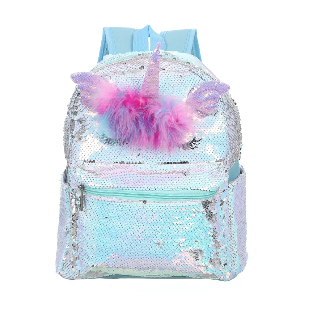 

JANHE Children School Bookbag Bling Sequin Little Girl Purses Kids sac a dos Cute 3d Cartoon Glitter Unicorn Backpack