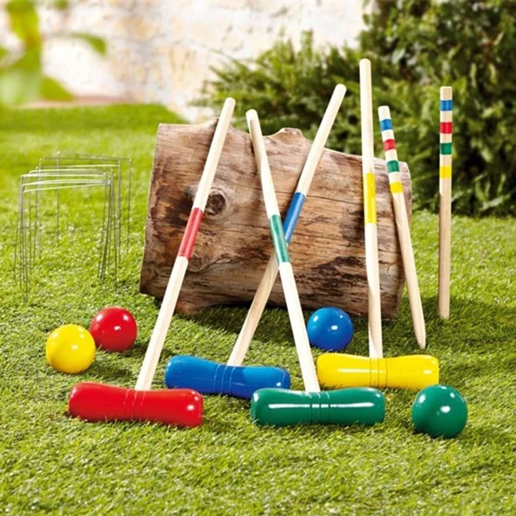 outdoor children play croquet game 6 player mini croquet set