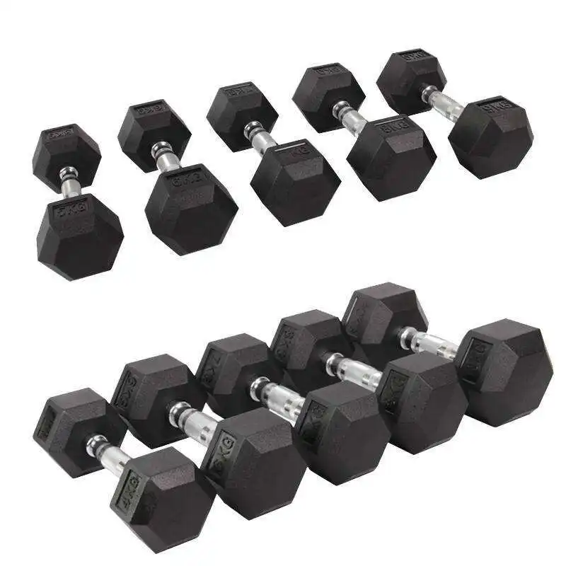 

High Quality Exercise Equipment rubber coated hex dumbbells, Custom color