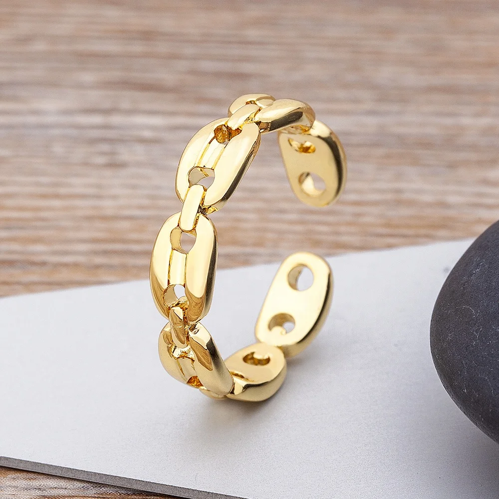 

2021 Gold Plated Plating Custom Adjustable Chain Ring Minimalist Fine Jewelry Lady Ladies Silver Diamond Rings Party Birthday