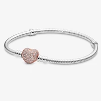 

Wholesale jewelry factory Rose MOMENTS Silver Bracelet with PANDORA Rose Pave Heart Clasp 925 Sterling silver Charms
